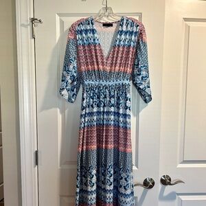 chinese dress ladies ellos Plus Size Stretch Knit Surplice Tank Maxi Dress